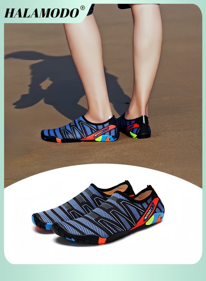 هالامودو أحذية مائية للنساء والرجال سريعة الجفاف مطبوعة للرياضات المائية أحذية حافية القدمين أحذية سباحة لركوب الأمواج ذات قاع ناعم وخفيفة الوزن للغوص للمشي لمسافات طويلة والشاطئ وركوب الأمواج ورياضة اليوجا - Image 1