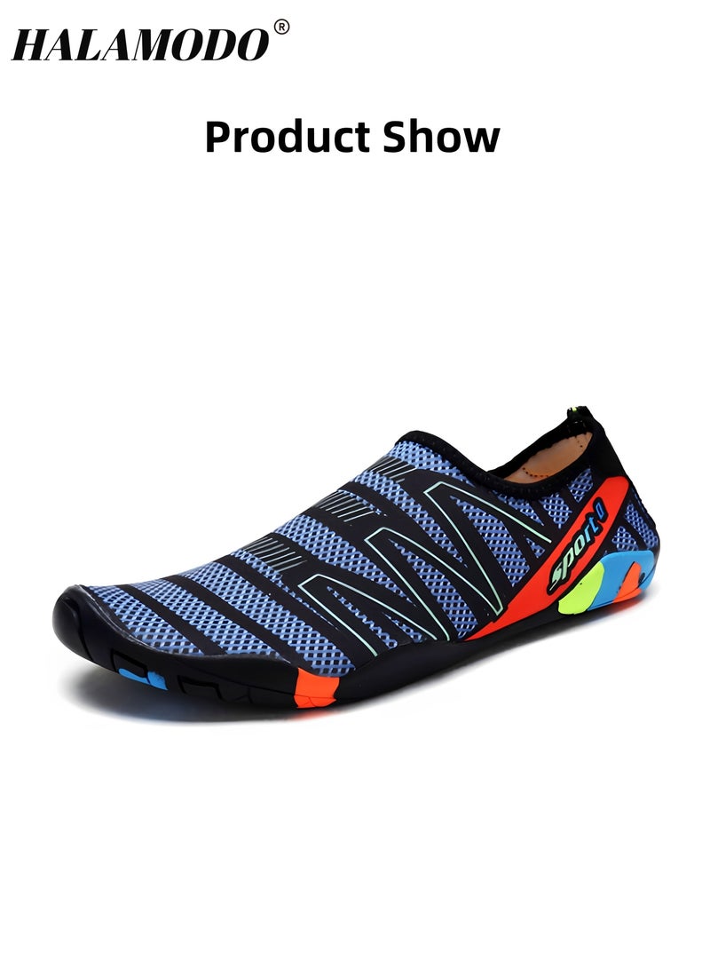 هالامودو أحذية مائية للنساء والرجال سريعة الجفاف مطبوعة للرياضات المائية أحذية حافية القدمين أحذية سباحة لركوب الأمواج ذات قاع ناعم وخفيفة الوزن للغوص للمشي لمسافات طويلة والشاطئ وركوب الأمواج ورياضة اليوجا - Image 4