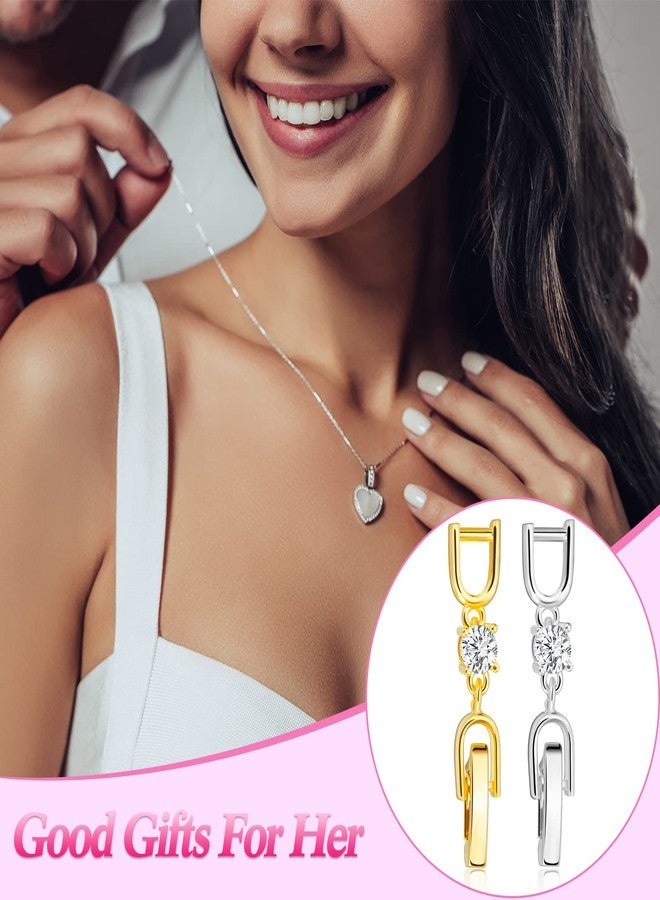 MTLEE 12 Pcs Bracelet Extender Clasp Fold Over Necklace Extenders Bracelet Extension Crystal Rhinestone Plated Extension Clasps for Making Necklace Anklets(Gold, Silver) - Image 5