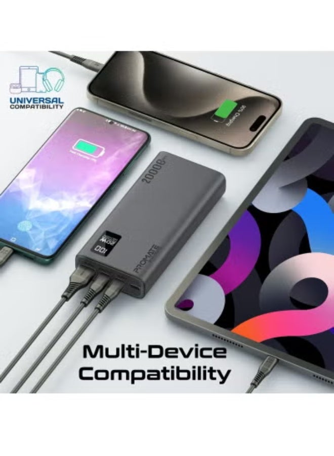 Ultra-Slim 20000mAh Power Bank – 20W USB-C PD & QC 3.0 Fast Charging, Dual USB Output, LCD Display, Overheat & Overcharge Protection – Works with All Smartphones & Tablets – Black - Image 4