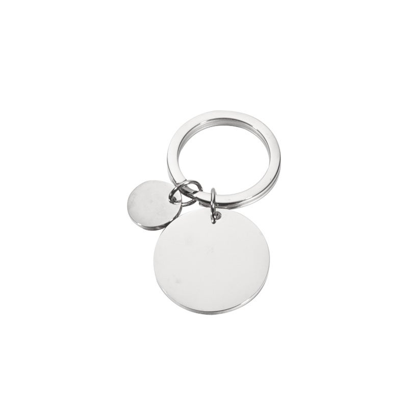 Foreign trade hot-selling all-match pendant stainless steel disc key chain diy glossy laser logo jewelry pendant Steel color (MP632) 
