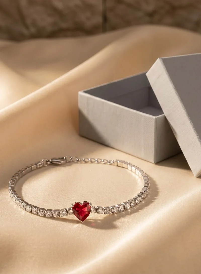Liu Jo  Liu Jo Tennis Red Stone Silver Bracelet - LJ2444 for Women | Best Price UAE