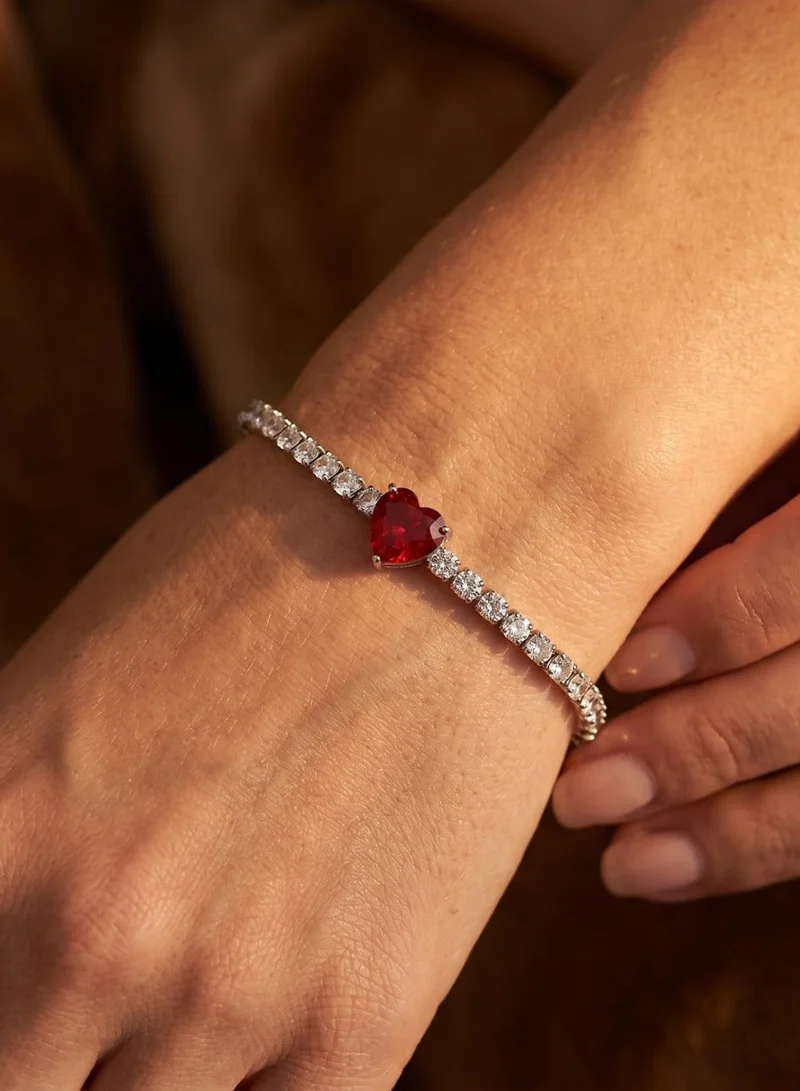 Liu Jo Liu Jo Tennis Red Stone Silver Bracelet - LJ2444