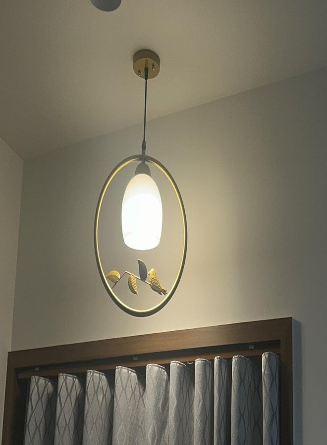 LIGHTZILLIA مصباح معلق بتصميم عصري من لايتزيليا، مصنوع من المعدن الكروي على شكل طائر، أبيض اللون، بقطر 6 بوصات، لون ذهبي، مناسب لغرفة المعيشة والمطبخ والمكتب (المصباح غير متضمن). - Image 2