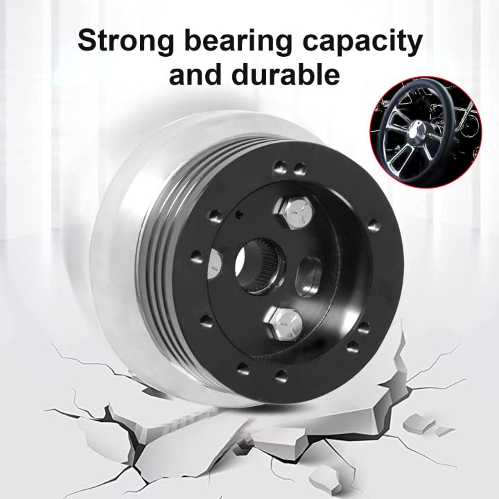 Htostar Racing 5 & 6 Hole Billet Steering Wheel Hub Adapter Car Polished Short Hub Connector Car Accessories Black - Image 2