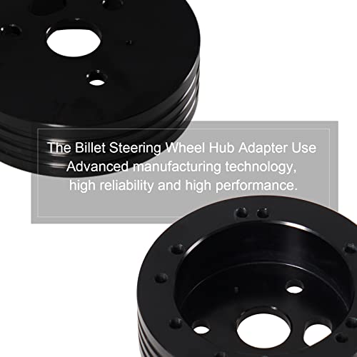 Htostar Racing 5 & 6 Hole Billet Steering Wheel Hub Adapter Car Polished Short Hub Connector Car Accessories Black - Image 3