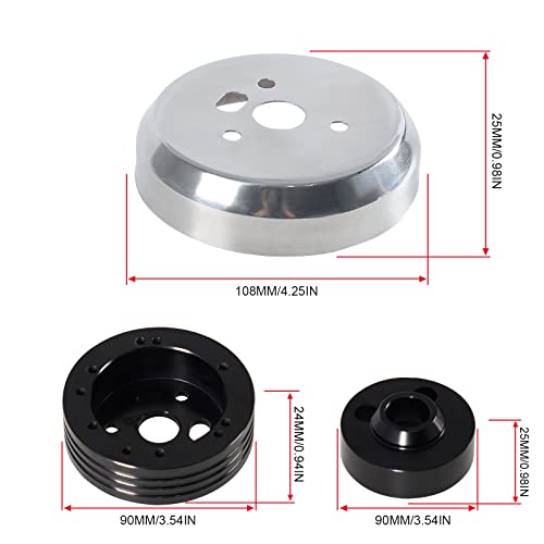 Htostar Racing 5 & 6 Hole Billet Steering Wheel Hub Adapter Car Polished Short Hub Connector Car Accessories Black - Image 5