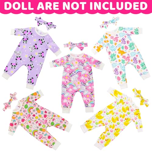 K. T. Fancy KT Fancy 5 Sets Baby Doll Accessories and Baby Doll Clothes with Butterfly Headbands for 1418 Inch Dolls10 Pcs in Total - Image 5