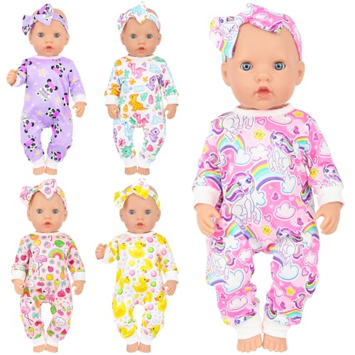 K. T. Fancy KT Fancy 5 Sets Baby Doll Accessories and Baby Doll Clothes with Butterfly Headbands for 1418 Inch Dolls10 Pcs in Total - Image 1