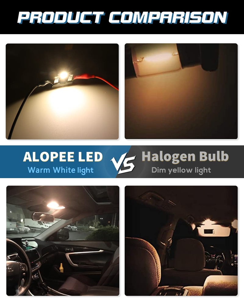 Alopee 4pcs 6418 Led Bulb 36mm/1.42" Soft White 3000K Dome Light Non-Polarity Error Free 4410 DE3423 C5W Vanity Light License Plate Light DC 9-18V - Image 5