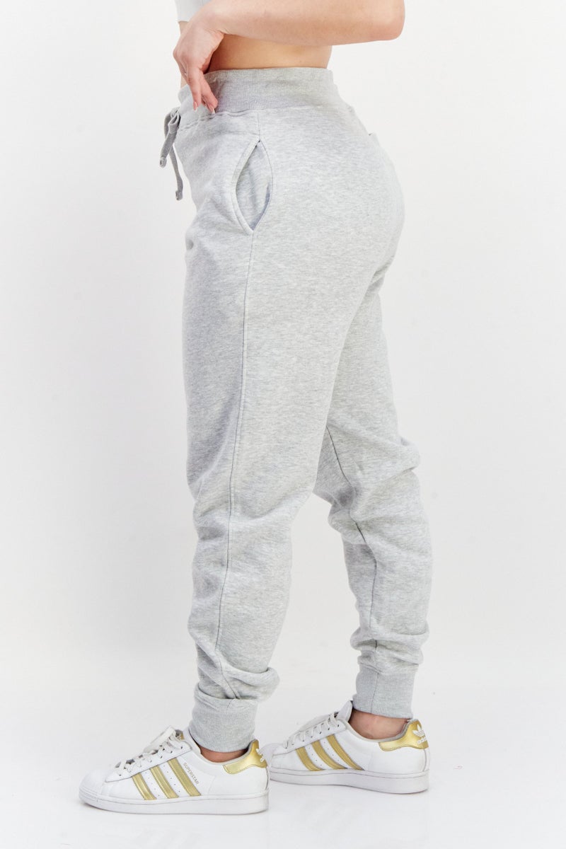 French Connection Women Regular Fit Drawstring Brand Logo Jogger Pants, Light Grey Marl  - Image 4