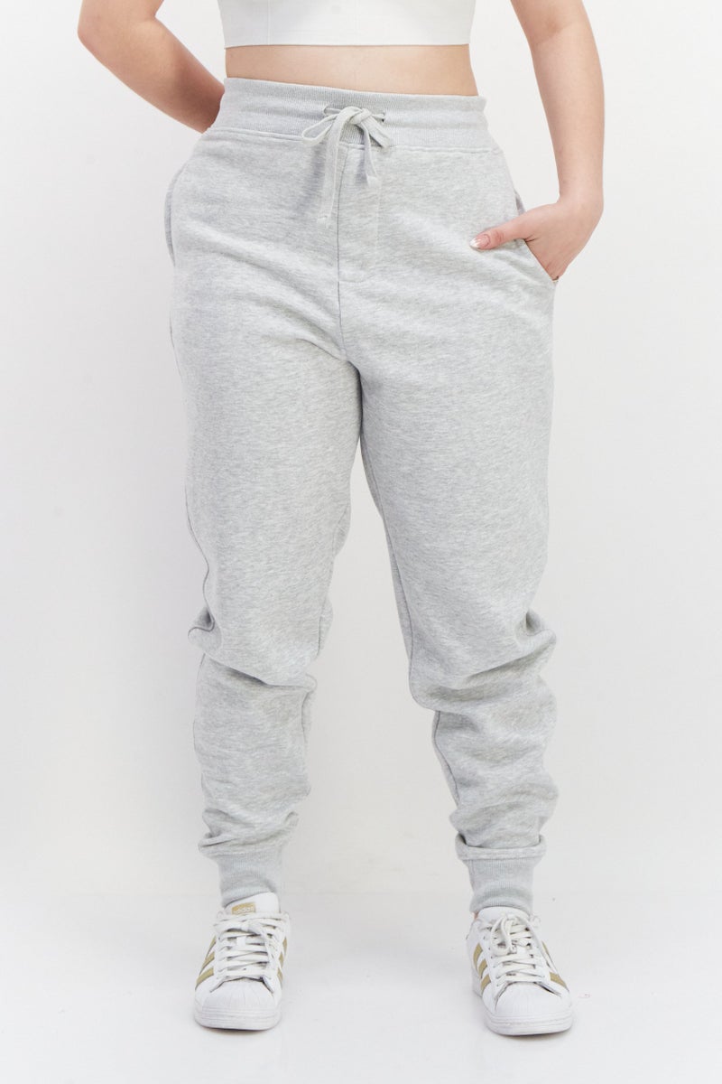French Connection Women Regular Fit Drawstring Brand Logo Jogger Pants, Light Grey Marl  - Image 1