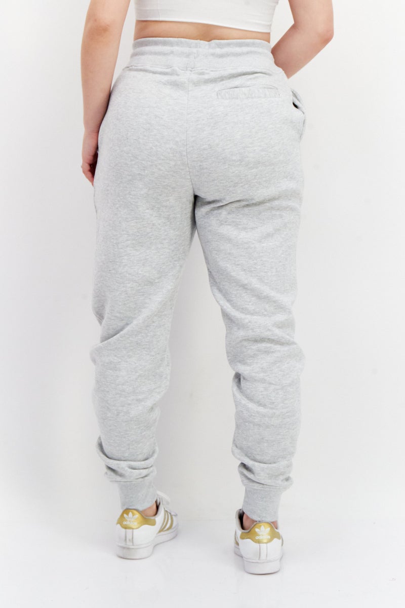 French Connection Women Regular Fit Drawstring Brand Logo Jogger Pants, Light Grey Marl  - Image 3