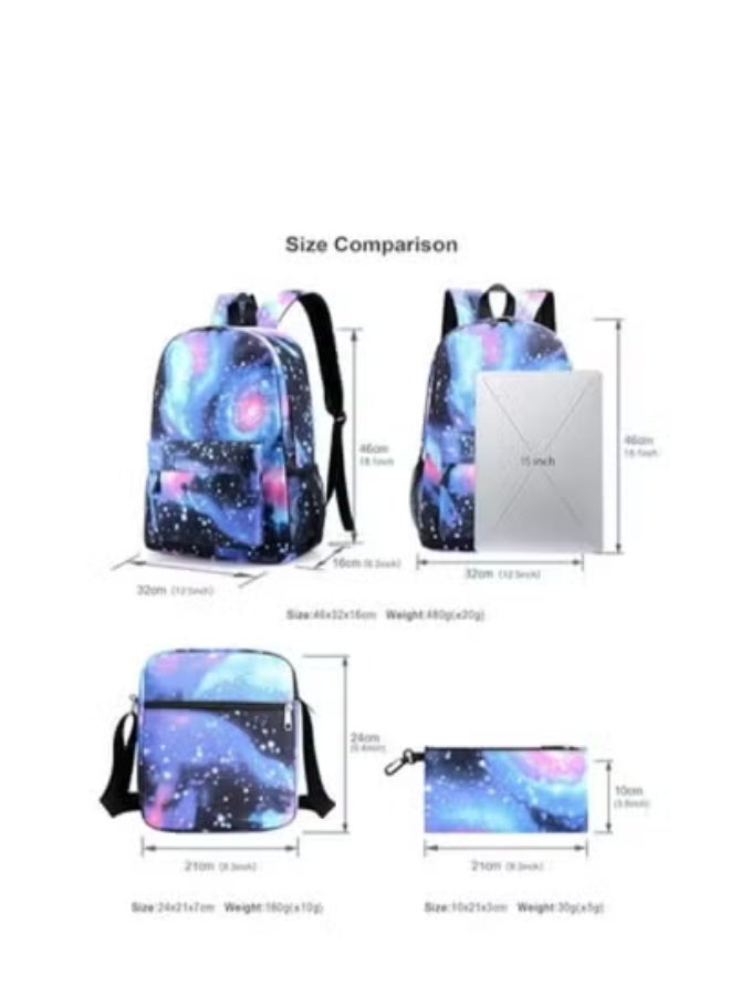 3PCS Backpack Set,Large Capacity Casual Backpack with Lunch Bag and Pencil case for Boys Girls - Image 2