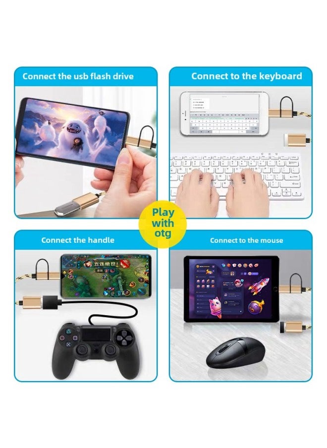 OTG Adapter Typec To USB Converter Charging Cable One-two Data Cable Two-in-one Mobile Phone Adapter-Interface Form:Android + Type-c 2-in-1 [gray Patterned Braided Wire] Bag