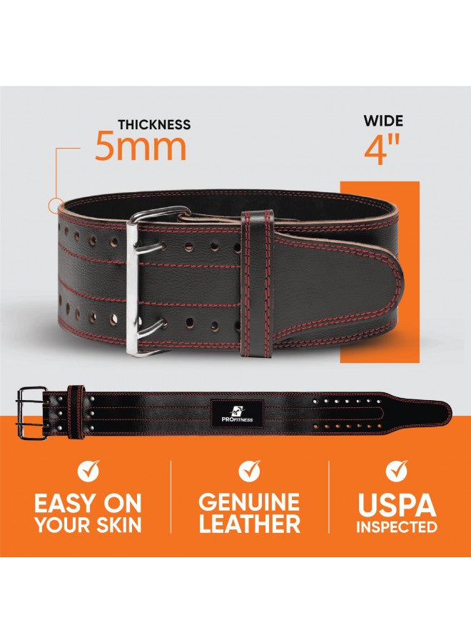 ProFitness Weight Lifting Belts for Men and Woman Leather Weightlifting Belt Comes (Black/Red, Medium) - Image 3
