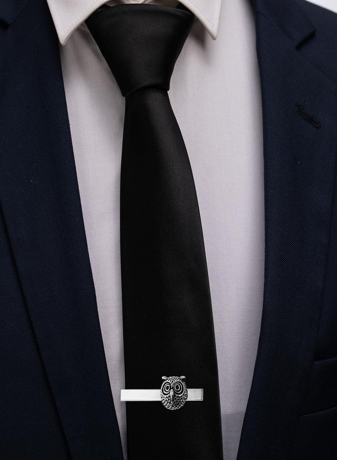 HAWSON Owl Tie Clips, Silver Skinny Tie Bar 2.2 Inch, Unique Animal Gifts for Men, Library, Wedding, Shirts, Suits - Image 2
