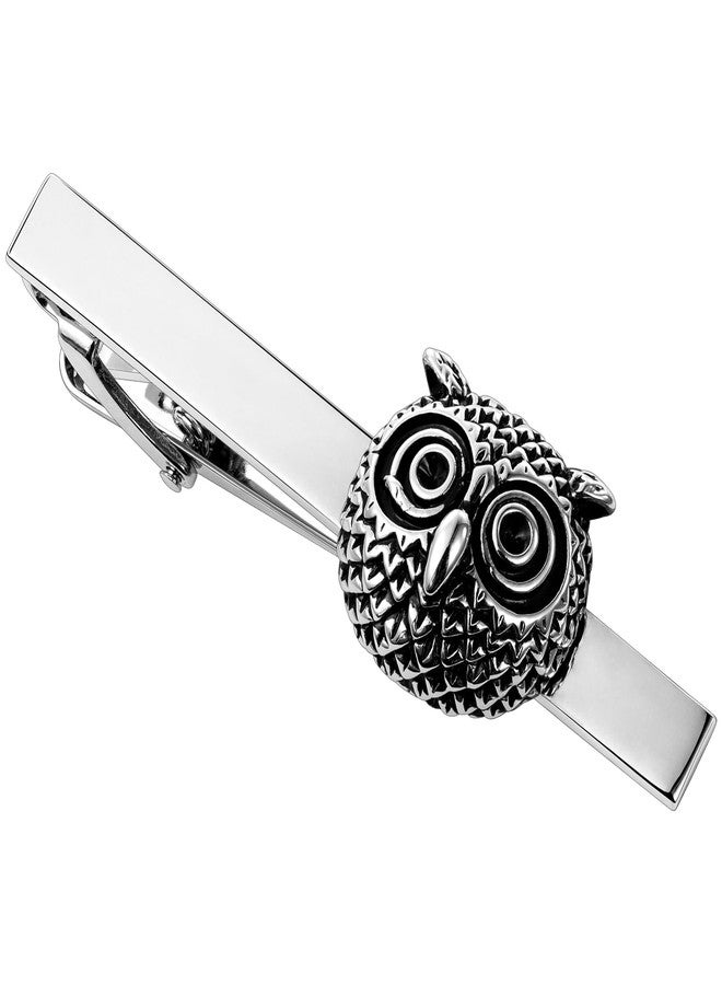 HAWSON Owl Tie Clips, Silver Skinny Tie Bar 2.2 Inch, Unique Animal Gifts for Men, Library, Wedding, Shirts, Suits - Image 1