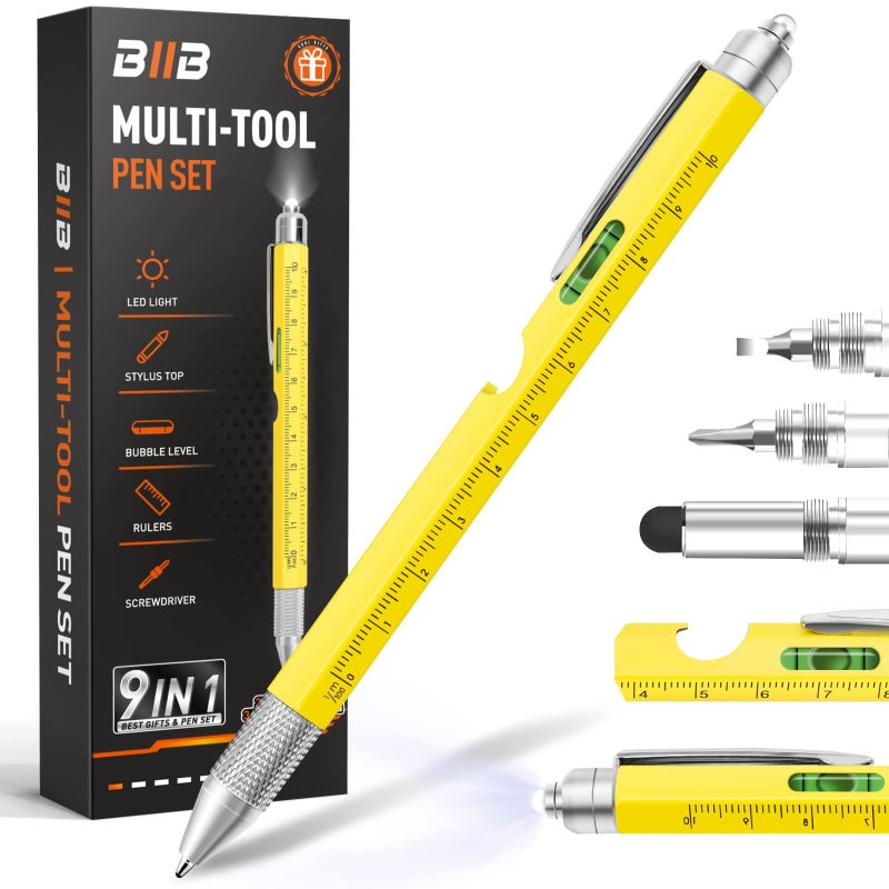 BIIB Valentines Day Gifts for Him Gifts for Men 9 in 1 Multitool Pen Birthday Gifts for Men Mens Gifts for Dad Him Husband Dad Gifts from Daughter Son Personalized Gifts Ideas Tools Cool Gadgets