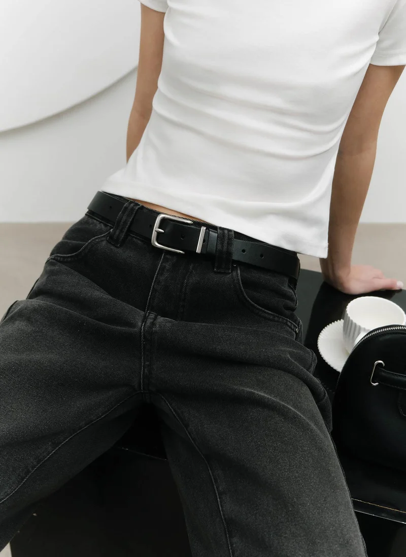 Wide leather belt