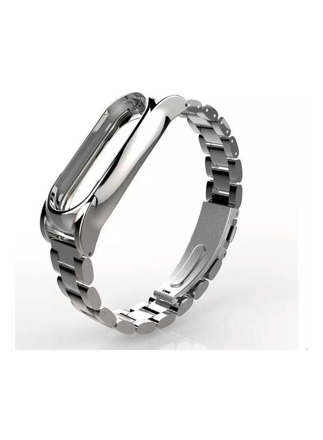 NIBEMINENT Xiaomi Mi Band 5 Double Spring Solid Three Stainless Steel Strap Silver - Image 1