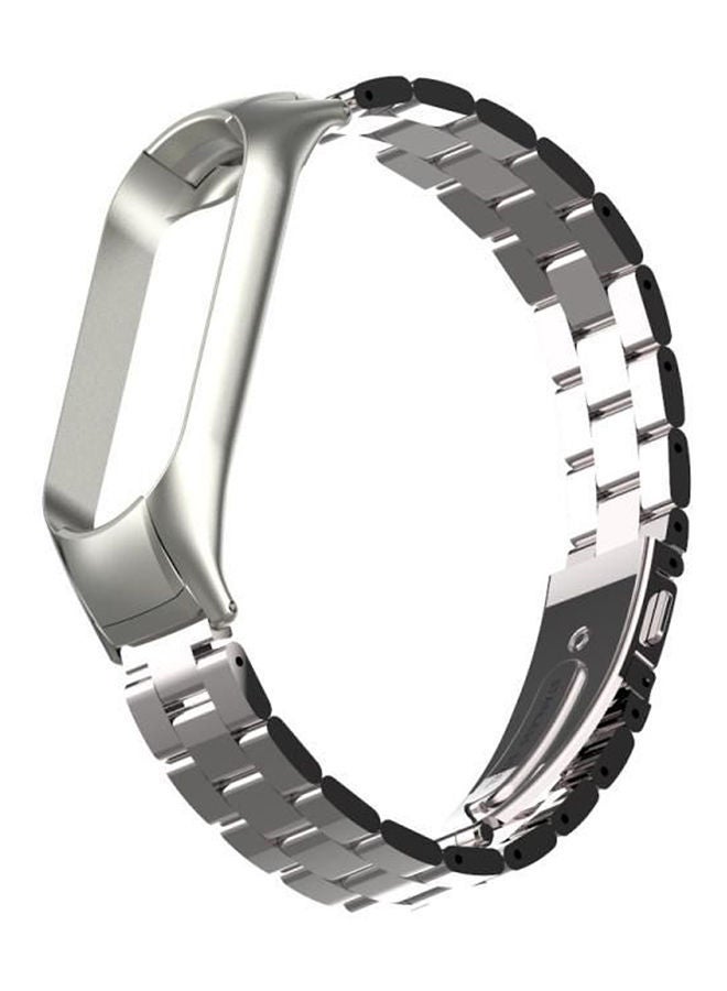 NIBEMINENT Xiaomi Mi Band 5 Double Spring Solid Three Stainless Steel Strap Silver - Image 2