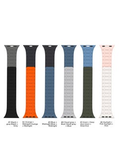 Generic For Apple Watch Strap Magnetic Iwach8/9 Silicone Magnetic For Apple Watch 8/9 Strap Classic Two-Tone-Color:42/44/45/49mm Cloud Gray Blue  - Image 2