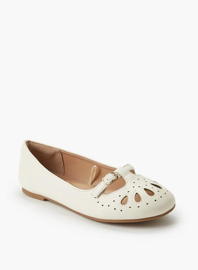 Little Missy Girls Buckle Accent Ballerina Shoes
