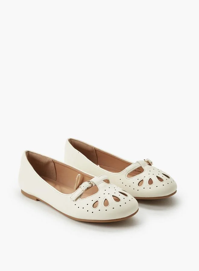 Little Missy Girls Buckle Accent Ballerina Shoes