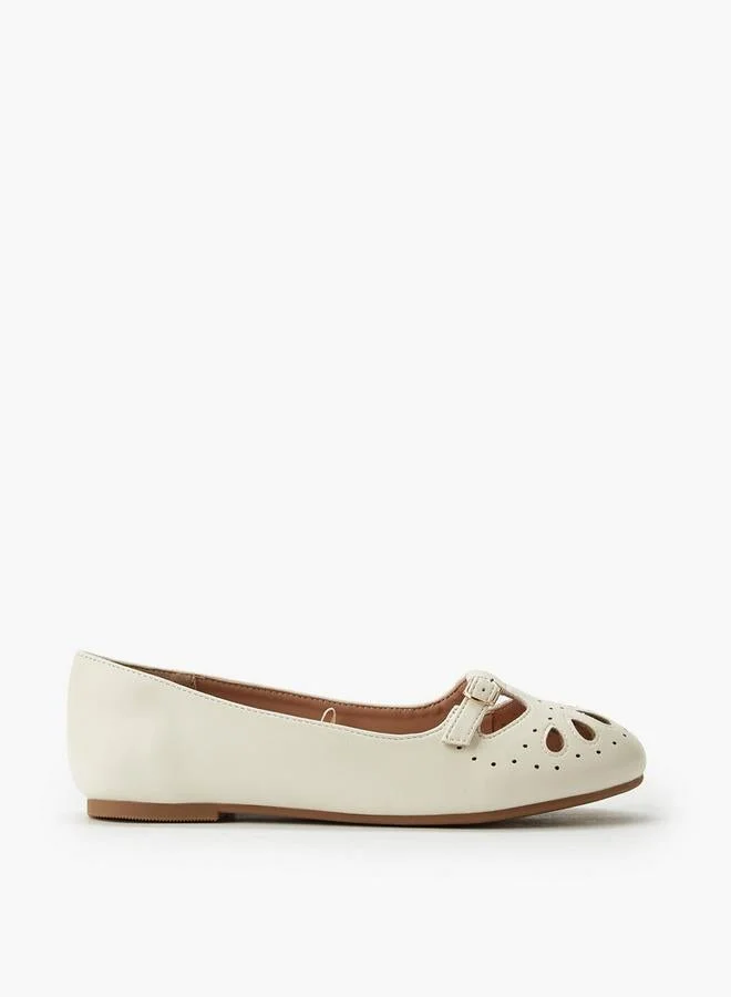 ليتل ميسي Girls Buckle Accent Ballerina Shoes