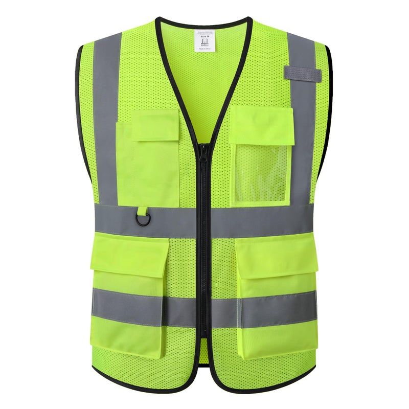 HATAUNKI Safety Vest for Men Women Hi Vis Vest with Pockets Mesh High Visibility Vest Meets ANSI/ISEA Standards (Yellow-20, Large) - Image 1