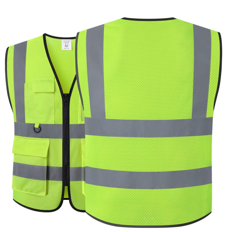 HATAUNKI Safety Vest for Men Women Hi Vis Vest with Pockets Mesh High Visibility Vest Meets ANSI/ISEA Standards (Yellow-20, Large) - Image 5
