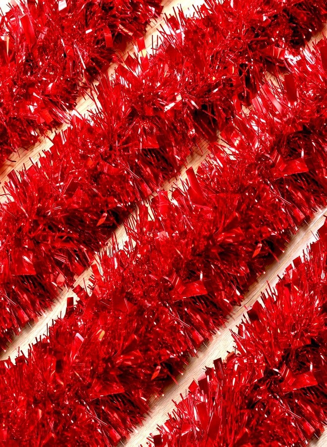 Hongsome 50ft Red Christmas Wreath Decorations,Xams Tinsel Welding Non-Flammable Soft Twisted Garland Decor Tree Stairs Railing Front Door Mantle Fireplace Indoor Outdoor Holiday House - Image 3
