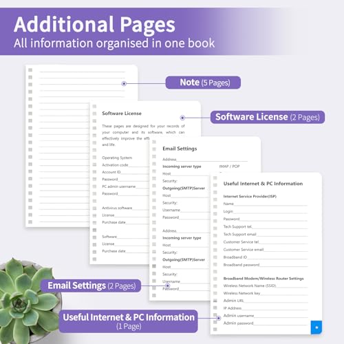 Blugool Password Book with Alphabetical Tabs, Password Keeper Book for Seniors, Individual & Colorful Tabs, Spiral Hardcover Password Notebook for Website Logins, 5.7" x 7.7", Purple - Image 5