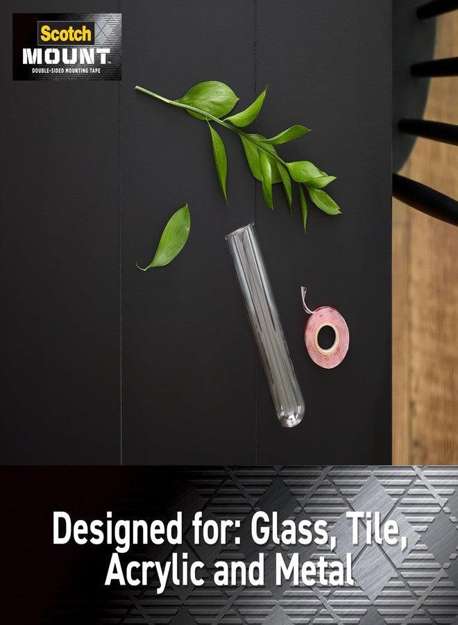 Scotch Mount Clear Tape 1 in x 450 in (25.4mm x 11.4m), 1 roll/pack | Holds 6.8 kg using 1.52 m | Transparent color | Multi-Surface | Easy to use | No Tools | Double Sided Adhesive Tape - Image 4