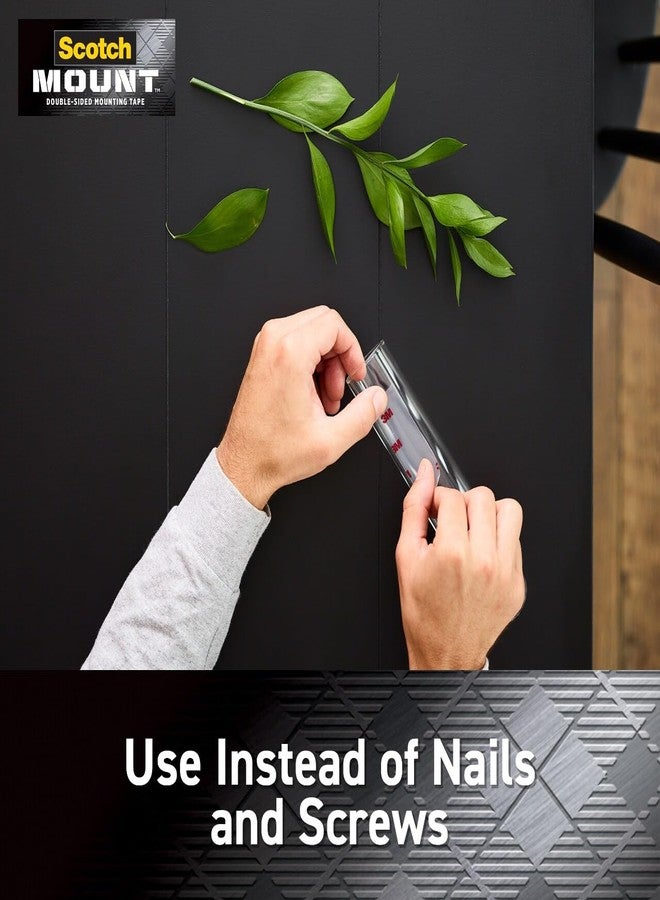 Scotch Mount Clear Tape 1 in x 450 in (25.4mm x 11.4m), 1 roll/pack | Holds 6.8 kg using 1.52 m | Transparent color | Multi-Surface | Easy to use | No Tools | Double Sided Adhesive Tape - Image 5