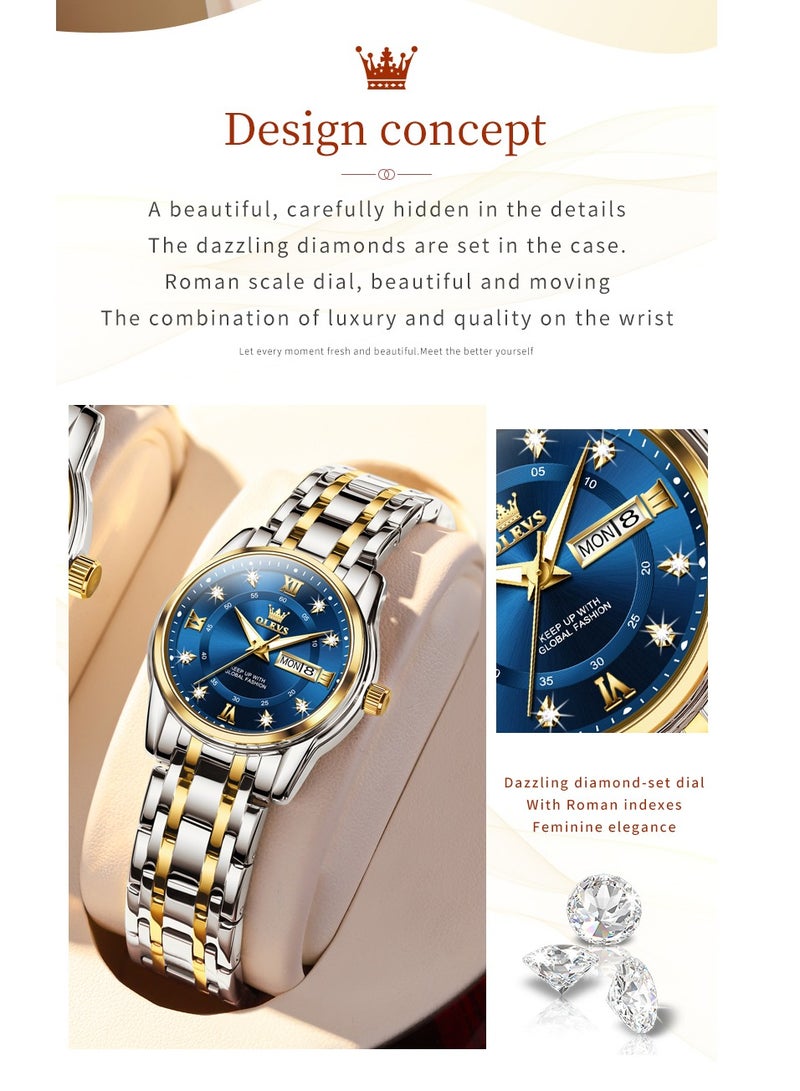 OLEVS Watches for Women Fashion Quartz Stainless Steel Water Resistant Watch Silver 5513 - Image 3