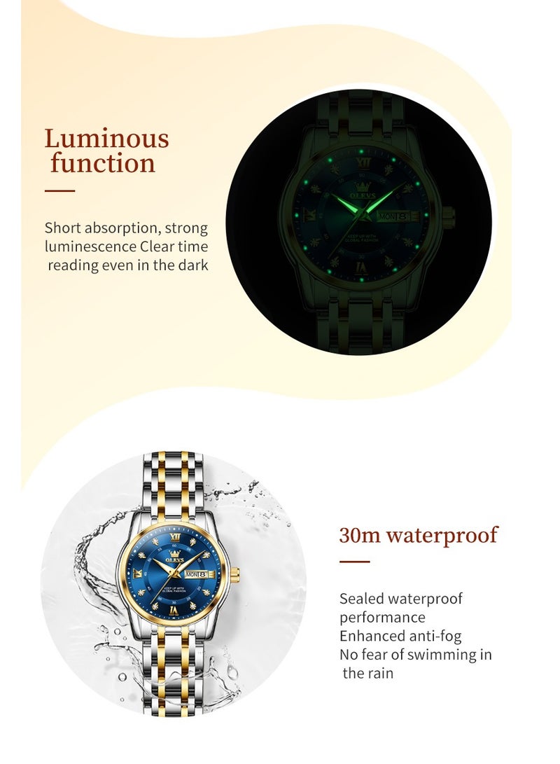 OLEVS Watches for Women Fashion Quartz Stainless Steel Water Resistant Watch Silver 5513 - Image 5