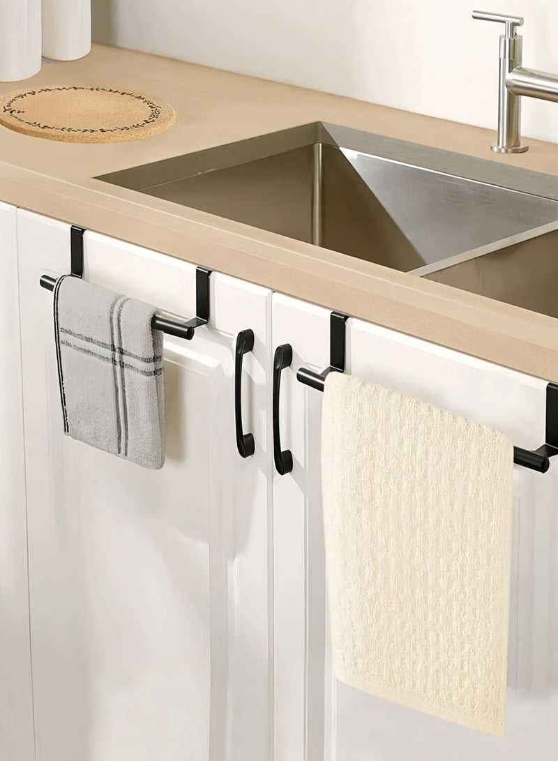Stainless Steel Hanging Towel Rack – No Drill Cabinet Door Towel Bar for Bathroom & Kitchen (1-Piece Black, 24/36cm)  - Image 3