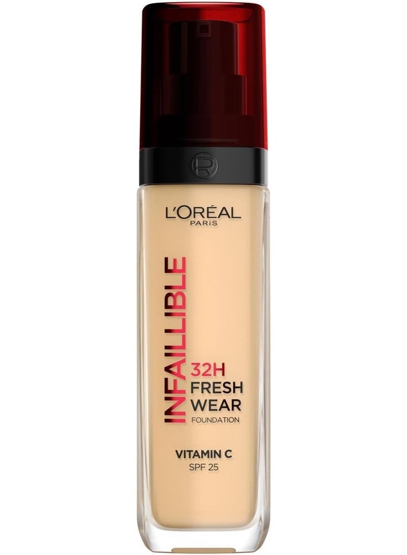 لوريال باريس كريم أساس إنفيليبل يدوم 32 ساعة، لون وردي بارد 145 - عامل حماية من الشمس 25 + فيتامين سي - Image 1