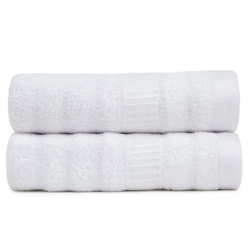 Mush Bamboo Hand Towel Set of 2 | 100% Bamboo | Ultra Soft, Absorbent & Quick Dry Towel for Daily use. Gym, Pool, Travel, Sports and Yoga | 75 X 35 cms | 600 GSM (Silk White) - Image 1