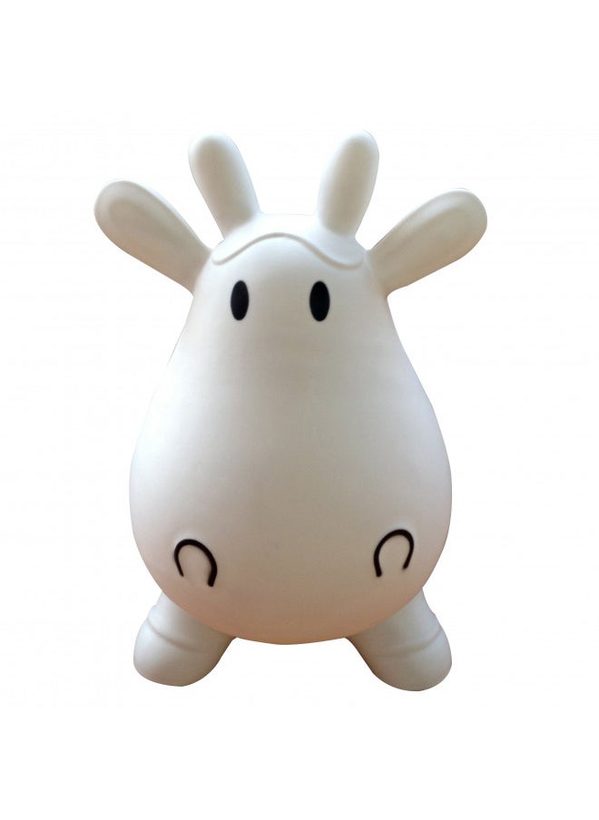 AppleRound - AppleRound White Cow Bouncer with Hand Pump, Inflatable Space Hopper, Ride-on Bouncy Animal - Image 1