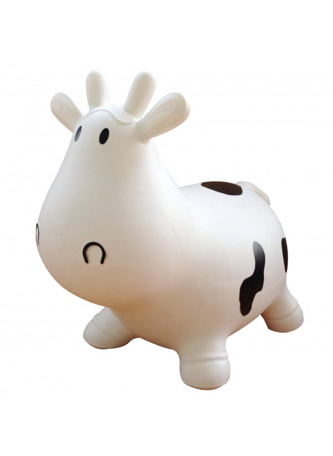 AppleRound - AppleRound White Cow Bouncer with Hand Pump, Inflatable Space Hopper, Ride-on Bouncy Animal - Image 1