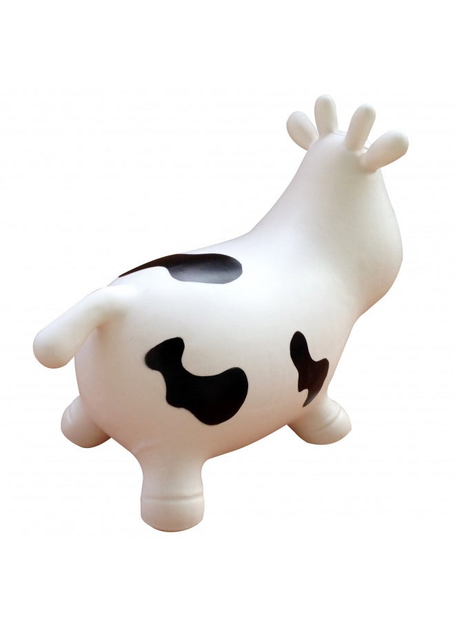 AppleRound - AppleRound White Cow Bouncer with Hand Pump, Inflatable Space Hopper, Ride-on Bouncy Animal - Image 1
