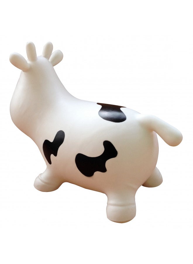 AppleRound - AppleRound White Cow Bouncer with Hand Pump, Inflatable Space Hopper, Ride-on Bouncy Animal - Image 1