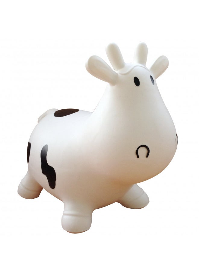 AppleRound - AppleRound White Cow Bouncer with Hand Pump, Inflatable Space Hopper, Ride-on Bouncy Animal - Image 1