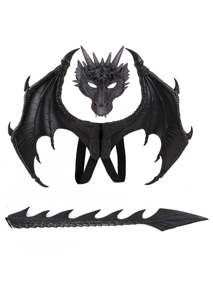 Children dress up toy dragon wing tail mask set children's day performance props