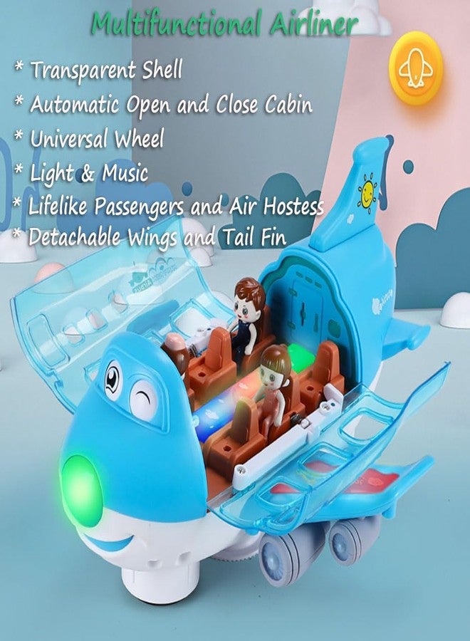 Miracland Airliner Musical Model, 360 Rotating Passenger Jet with Lights & Music, Universal Wheels, 1 Air Hostess & 2 Passingengers (Pink) - Image 2