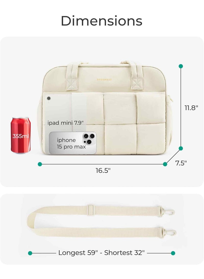 BAGSMART Gym Bag for Women, Lightweight Weekender Bags for Women with Wet Pocket, Travel Duffle Bag with 15.6" Laptop Compartment, Carry On Overnight Bag for Travel, Sports, Water Resistant, Beige - Image 3