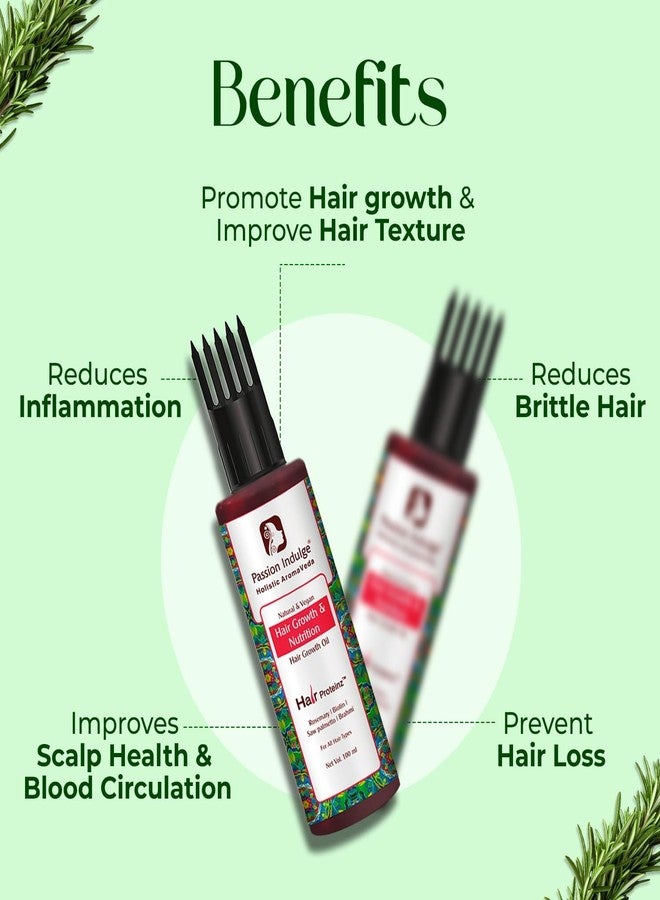 Passion Indulge Rosemary Hair Oil 100ml with Biotin for Hair Growth | Natural Hair Fall Control & Anti Hair Fall Oil | Ayurvedic Herbal Hair Care for Men & Women | All Hair Types - Image 2